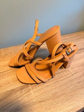 torrid cognac strappy block heel sandals